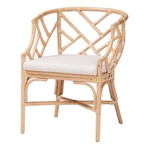 bali & pari Padma Natural Rattan Dining Chair - Handwoven Barrel Accent Chair