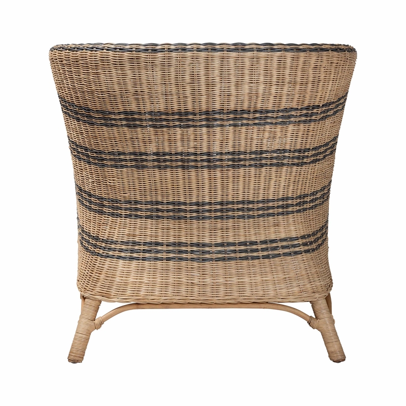 bali & pari Elda Natural Rattan Accent Chair - Wicker Barrel-Back Chair