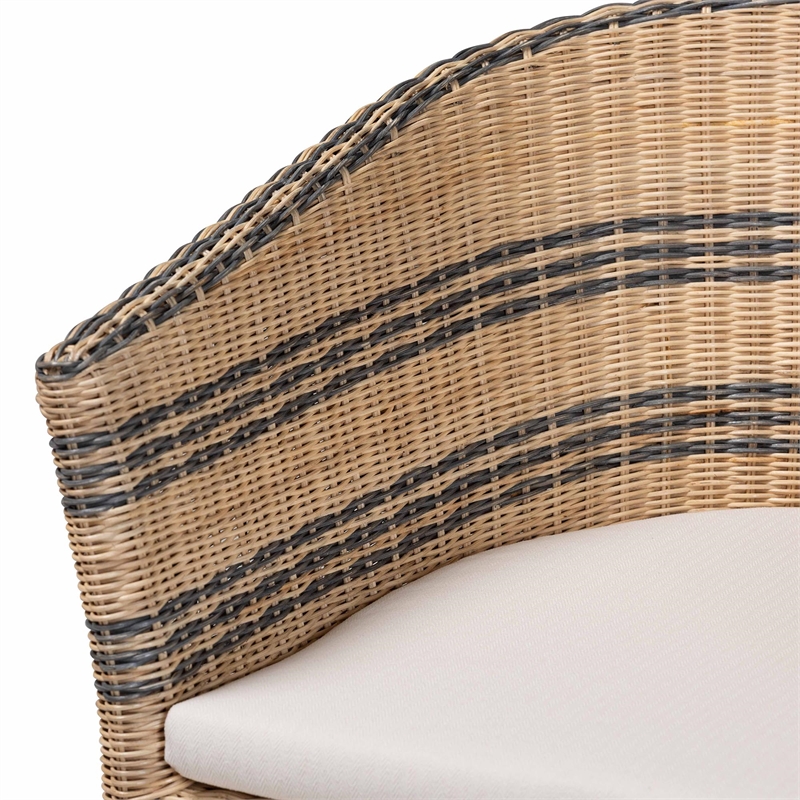 bali & pari Elda Natural Rattan Accent Chair - Wicker Barrel-Back Chair
