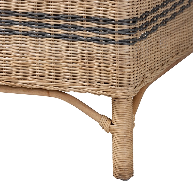 bali & pari Elda Natural Rattan Accent Chair - Wicker Barrel-Back Chair