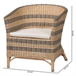 bali & pari Elda Natural Rattan Accent Chair - Wicker Barrel-Back Chair
