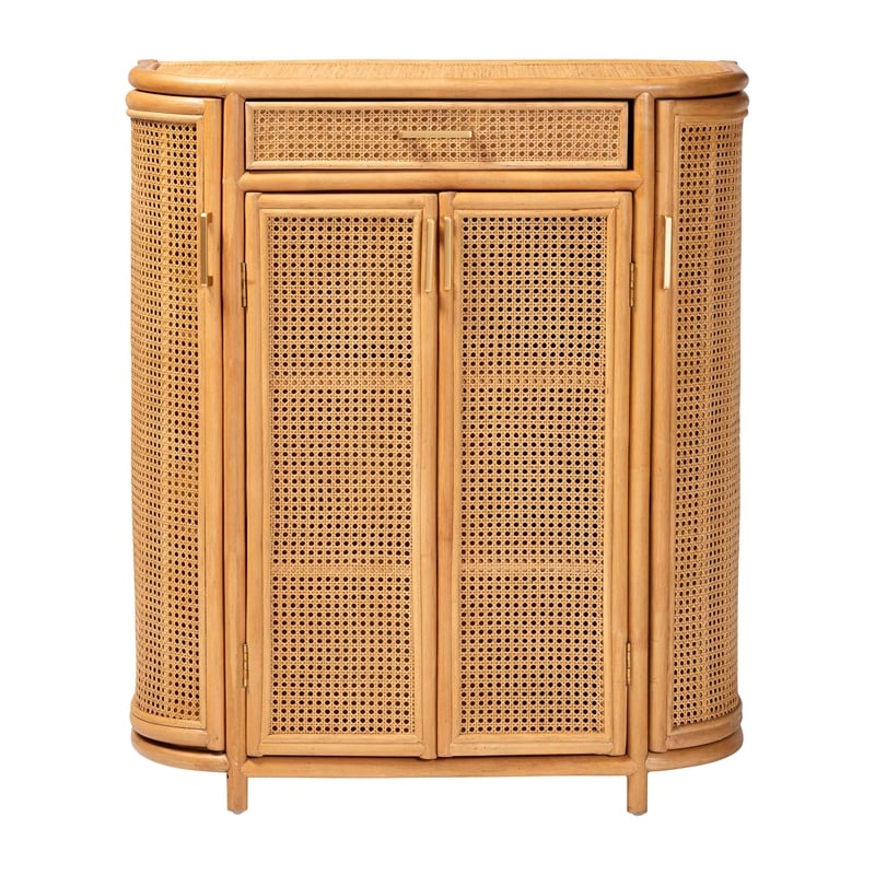 bali & pari McKenna Rattan Storage Cabinet - Handwoven Wicker Accent Cabinet