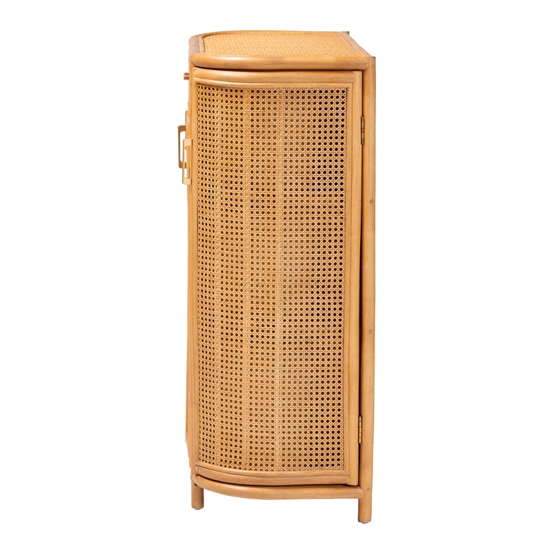 bali & pari McKenna Rattan Storage Cabinet - Handwoven Wicker Accent Cabinet