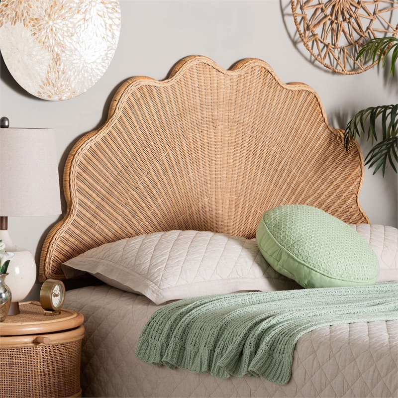 bali & pari Callias Natural Rattan Scalloped Headboard Queen