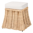 bali & pari Rotem Natural Rattan Ottoman with Cushion