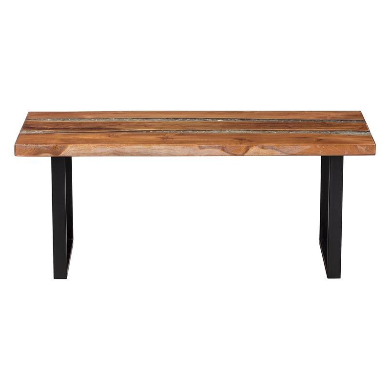 bali & pari Apio Wood Epoxy Resin Coffee Table with Glass Inlay
