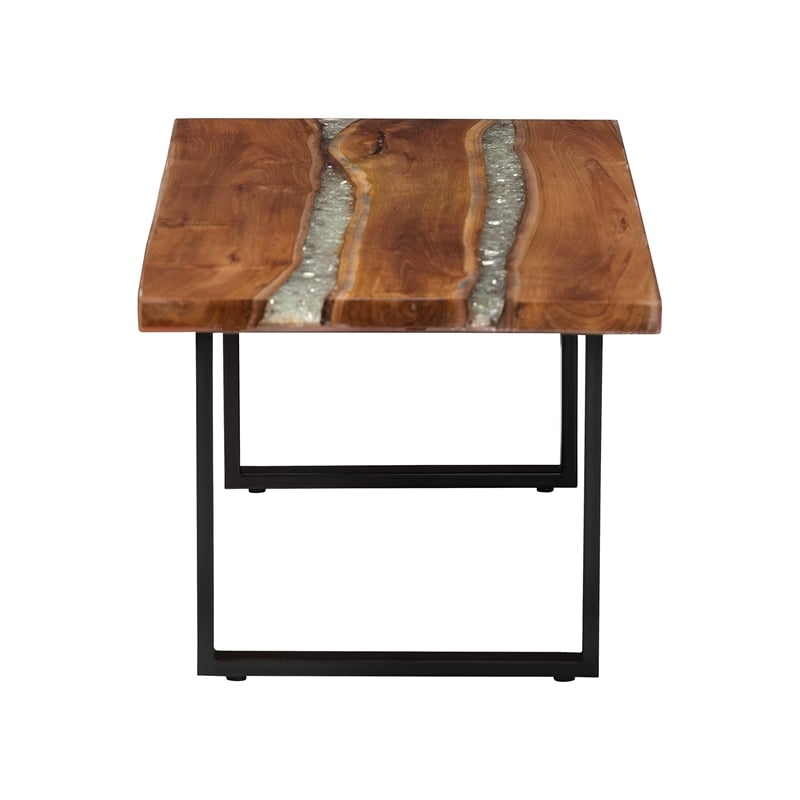 bali & pari Apio Wood Epoxy Resin Coffee Table with Glass Inlay