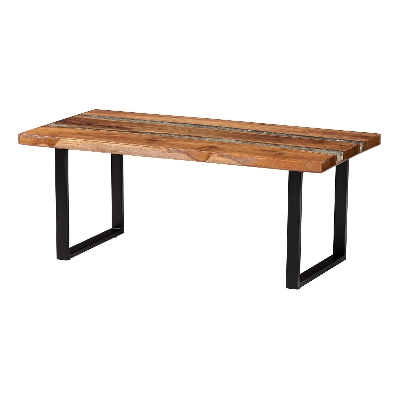 bali & pari Apio Wood Epoxy Resin Coffee Table with Glass Inlay