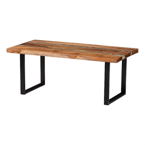 bali & pari Apio Wood Epoxy Resin Coffee Table with Glass Inlay