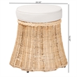 bali & pari Ying Round Natural Rattan Ottoman with Cushion