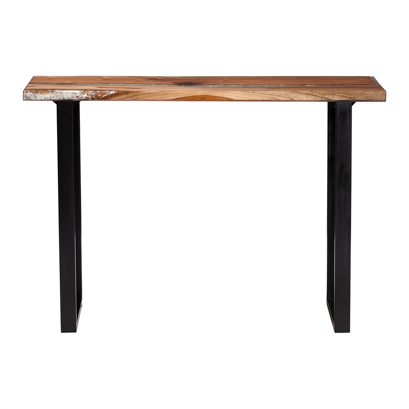 bali & pari Apio Wood Epoxy Resin Console Table with Glass Inlay