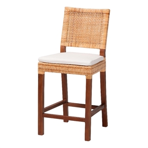 bali & pari Lesia Natural Rattan Counter Stool with Cushion