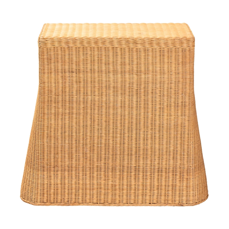 bali & pari Chica Scalloped Natural Rattan Console Table with Drawer