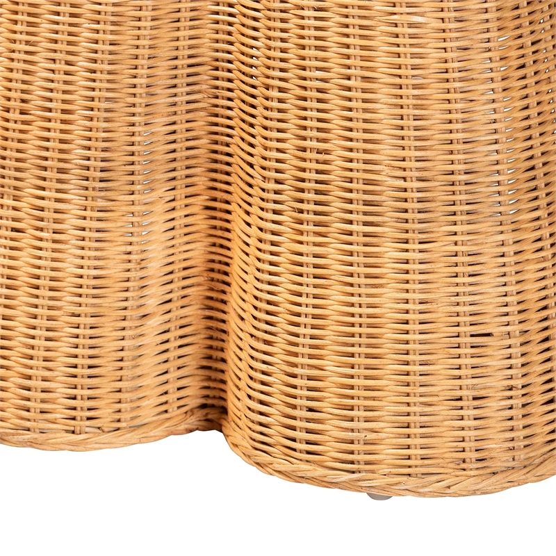 bali & pari Chica Scalloped Natural Rattan Console Table with Drawer