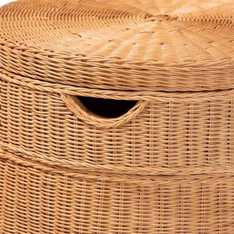 bali & pari Dayo Scalloped Natural Rattan Console Table with Drawer