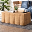bali & pari Palm Scalloped Rattan Coffee Table Light Honey
