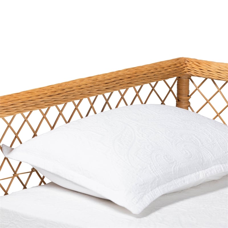 bali & pari Teresa Natural Rattan Daybed Handwoven Sofa Bed Frame Twin
