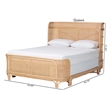 bali & pari Fiore Natural Rattan Bed Frame Handwoven Wicker Headboard Queen