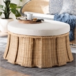 bali & pari Ying Round Natural Rattan Ottoman with Cushion
