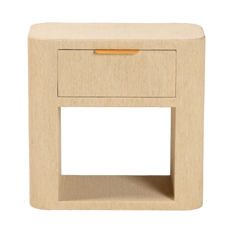 bali & pari Beauford Grasscloth 1-Drawer Nightstand with Open Shelf