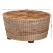 bali & pari Hosanna Natural Rattan Coffee Table Handwoven Wicker Accent Table
