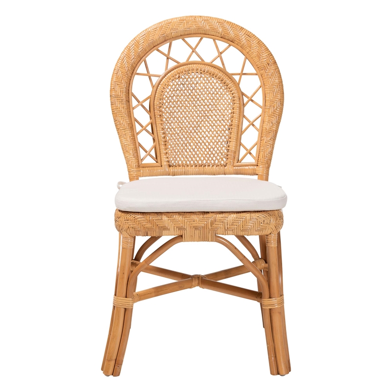 bali & pari Adam Natural Rattan Dining Chair with Curved Backrest