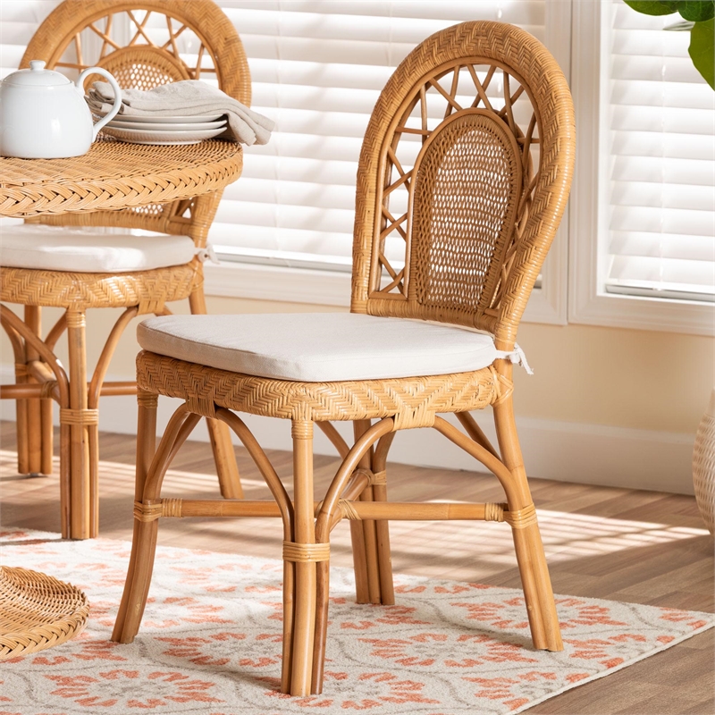 bali & pari Adam Natural Rattan Dining Chair with Curved Backrest