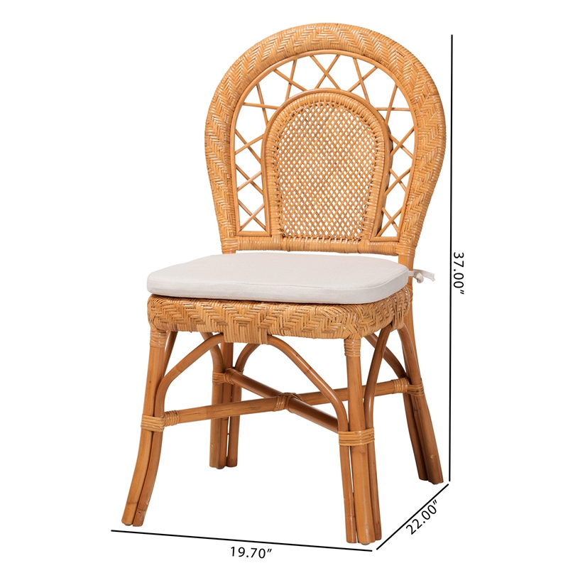 bali & pari Adam Natural Rattan Dining Chair with Curved Backrest