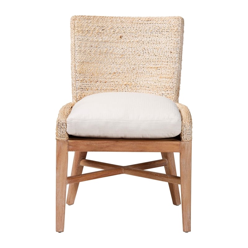 bali & pari Ridley Seagrass Dining Chair with Mahogany Wood Frame Whitewash