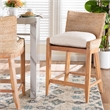 bali & pari Ridley Seagrass Counter Stool with Mahogany Wood Frame Whitewash