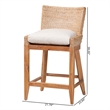 bali & pari Ridley Seagrass Counter Stool with Mahogany Wood Frame Whitewash