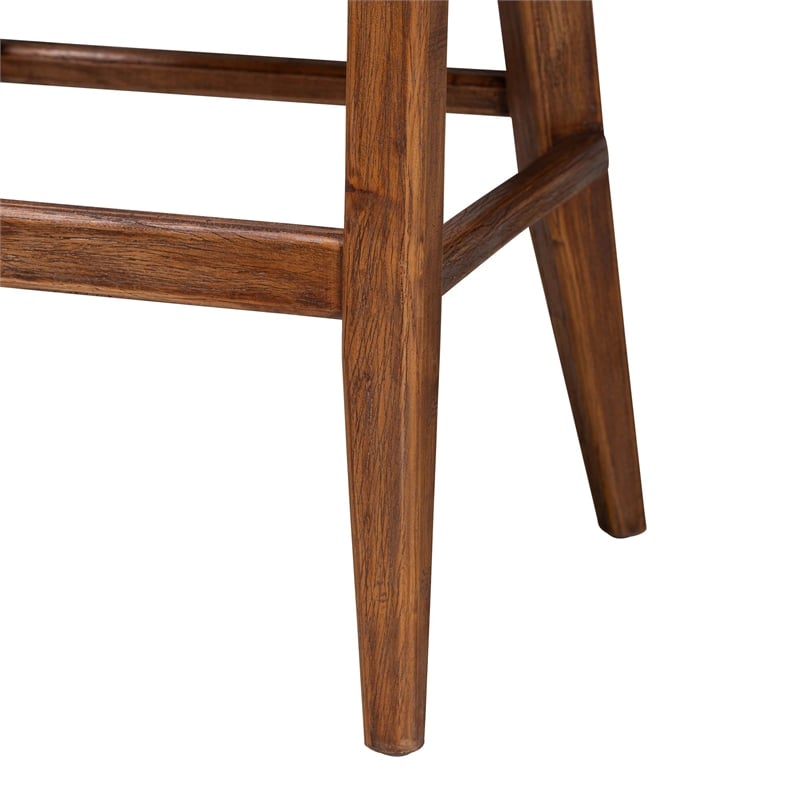bali & pari Ridley Seagrass Bar Stool with Mahogany Wood Frame Brown Wash