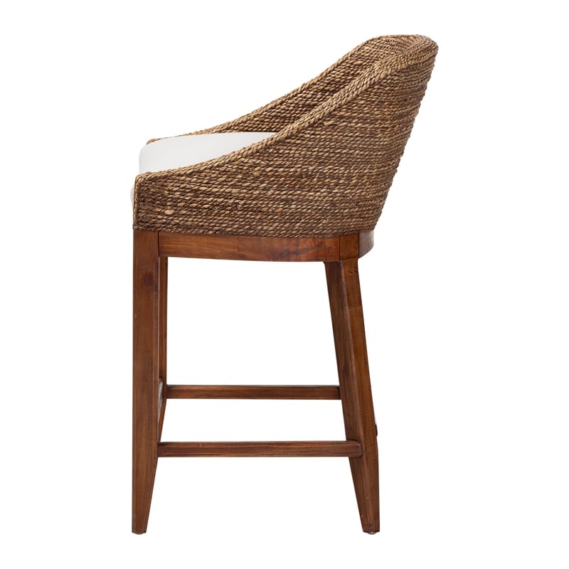 bali & pari Jasper Seagrass Counter Stool with Mahogany Wood Frame Brown Wash