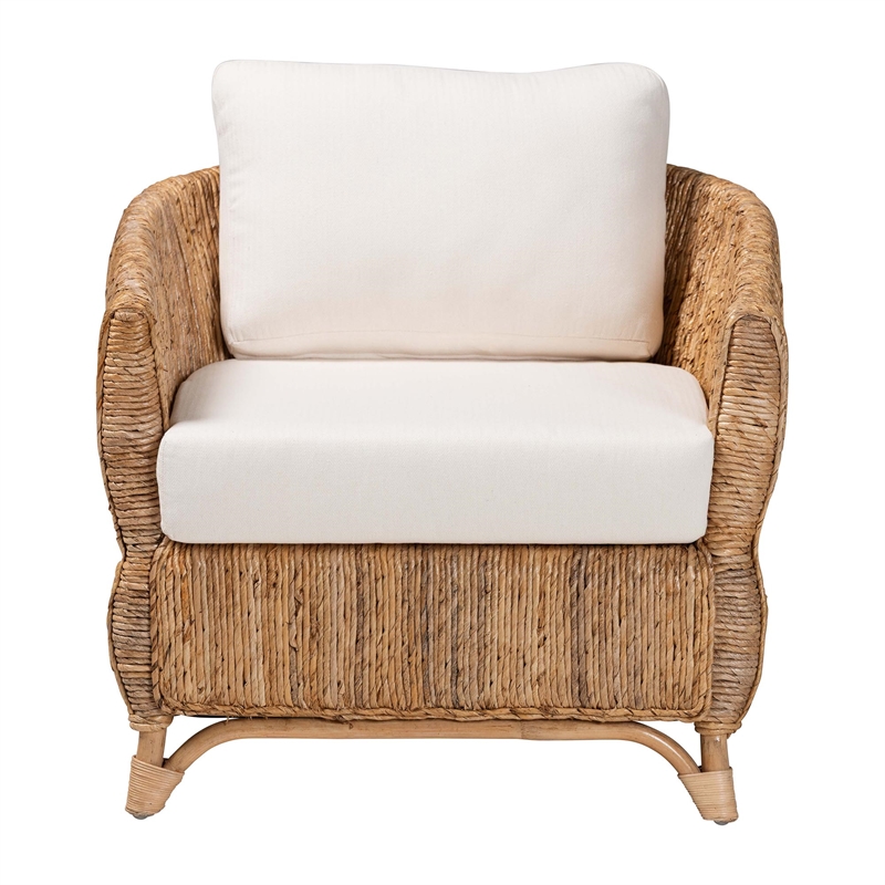 bali & pari Roma Rattan and Seagrass Armchair with Cushions