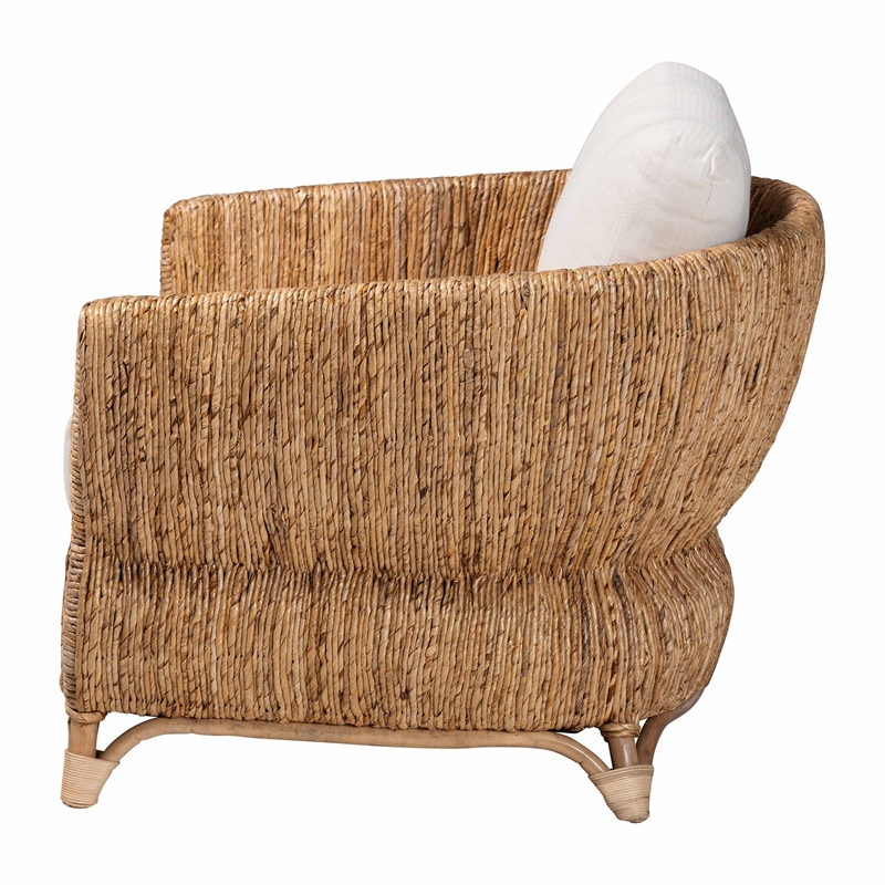 bali & pari Roma Rattan and Seagrass Armchair with Cushions
