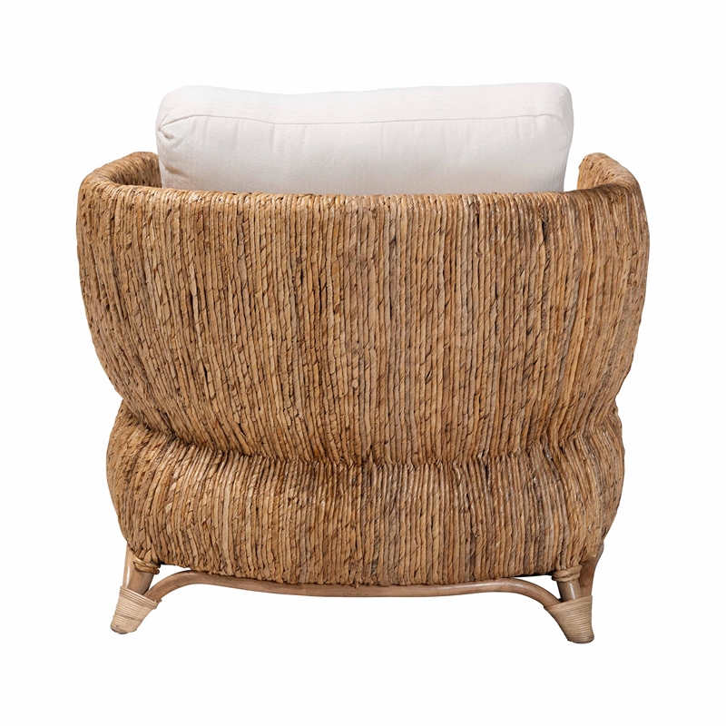 bali & pari Roma Rattan and Seagrass Armchair with Cushions
