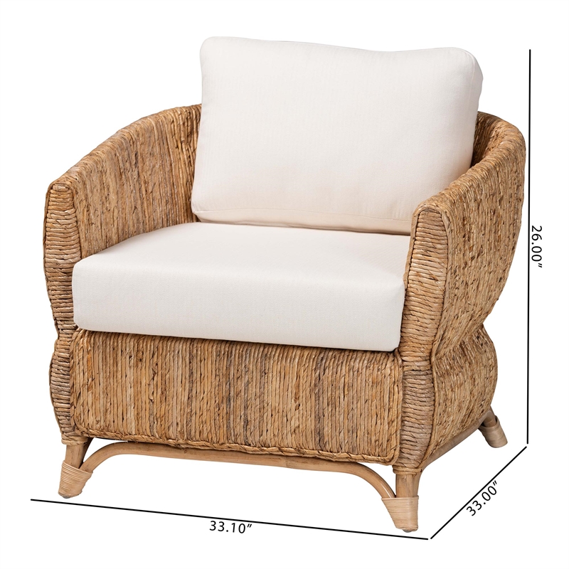 bali & pari Roma Rattan and Seagrass Armchair with Cushions