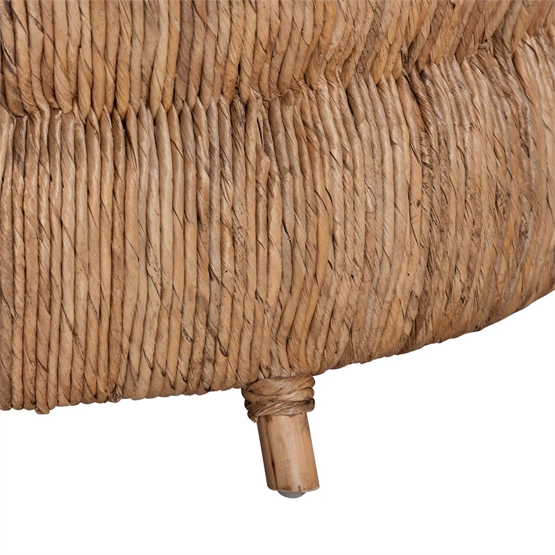 bali & pari Roma Rattan and Seagrass Coffee Table Low Profile Boho Accent Table