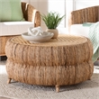 bali & pari Roma Rattan and Seagrass Coffee Table Low Profile Boho Accent Table