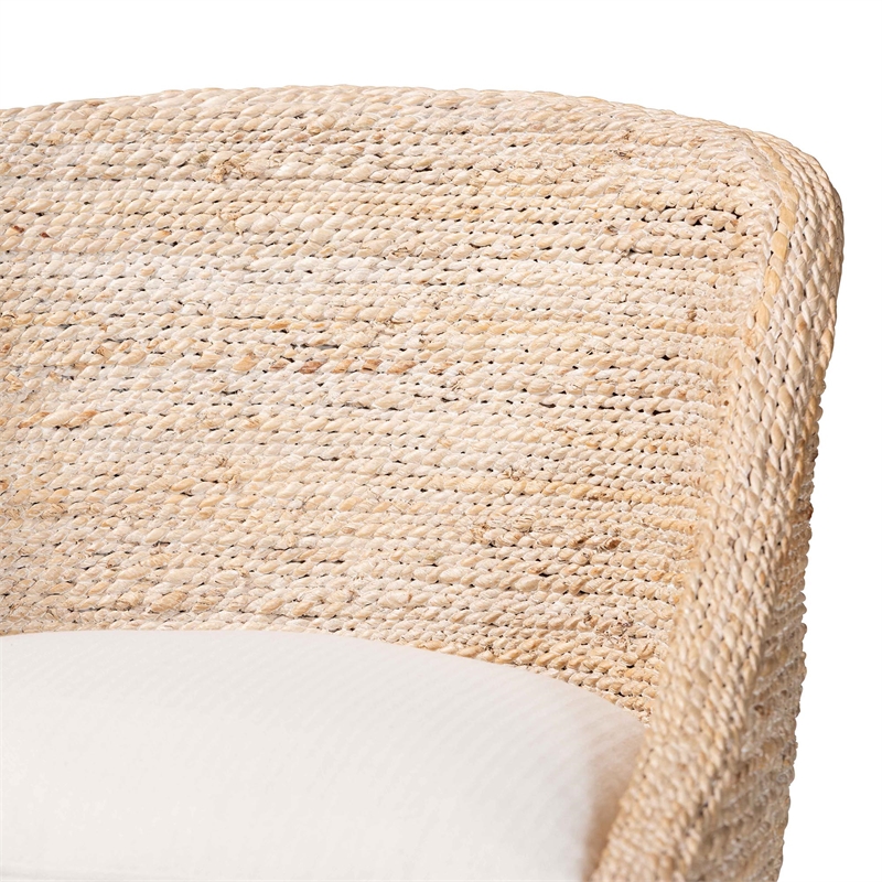 bali & pari Jasper Seagrass Bar Stool with Mahogany Wood Frame  Whitewash