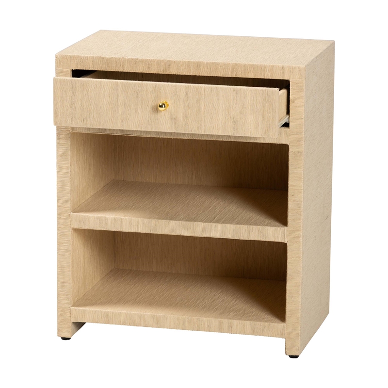 bali & pari William Grasscloth 1-Drawer Nightstand with Open Shelves