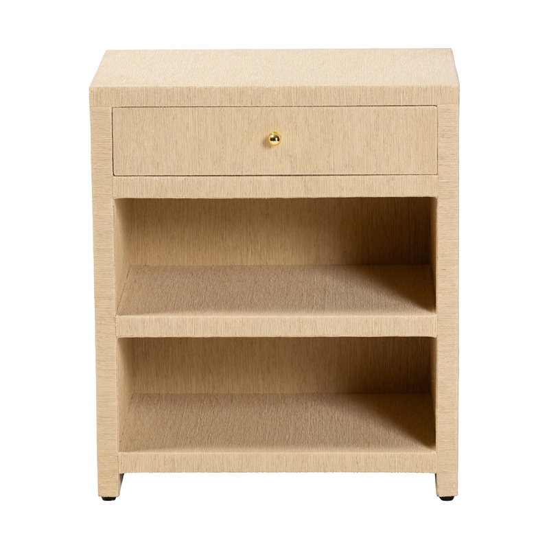 bali & pari William Grasscloth 1-Drawer Nightstand with Open Shelves