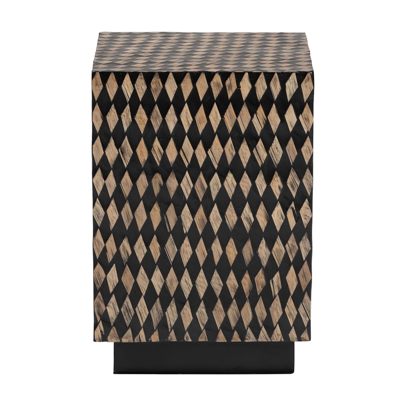 bali & pari Paulo Decorative End Table with Bamboo Diamond Pattern