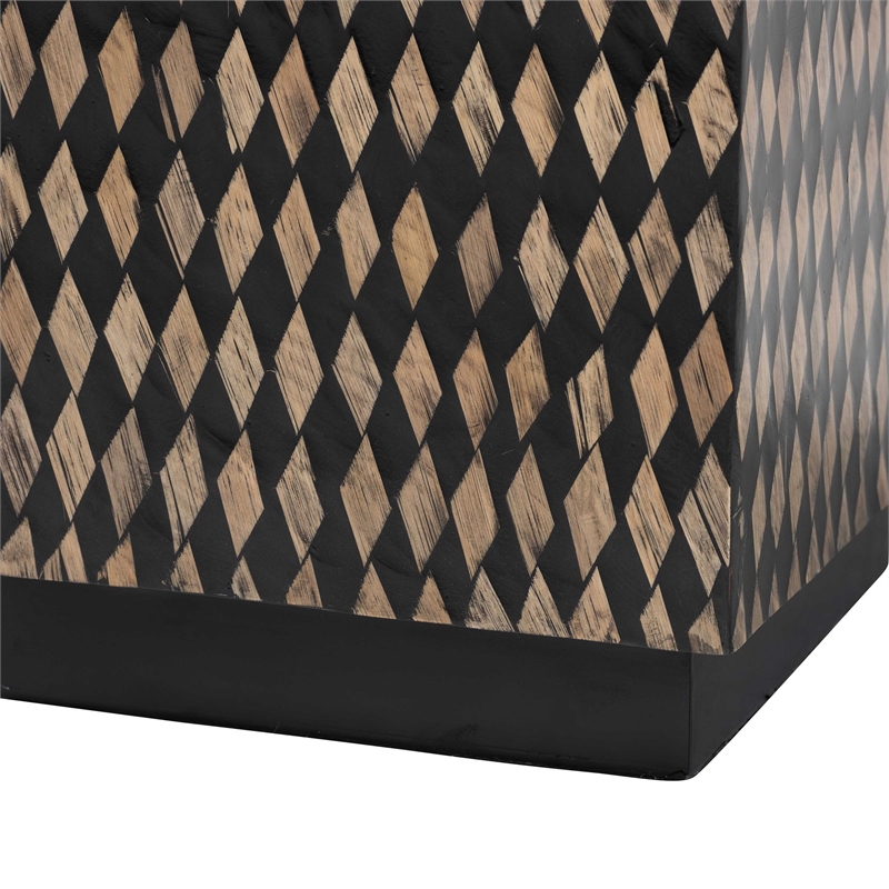 bali & pari Paulo Decorative End Table with Bamboo Diamond Pattern