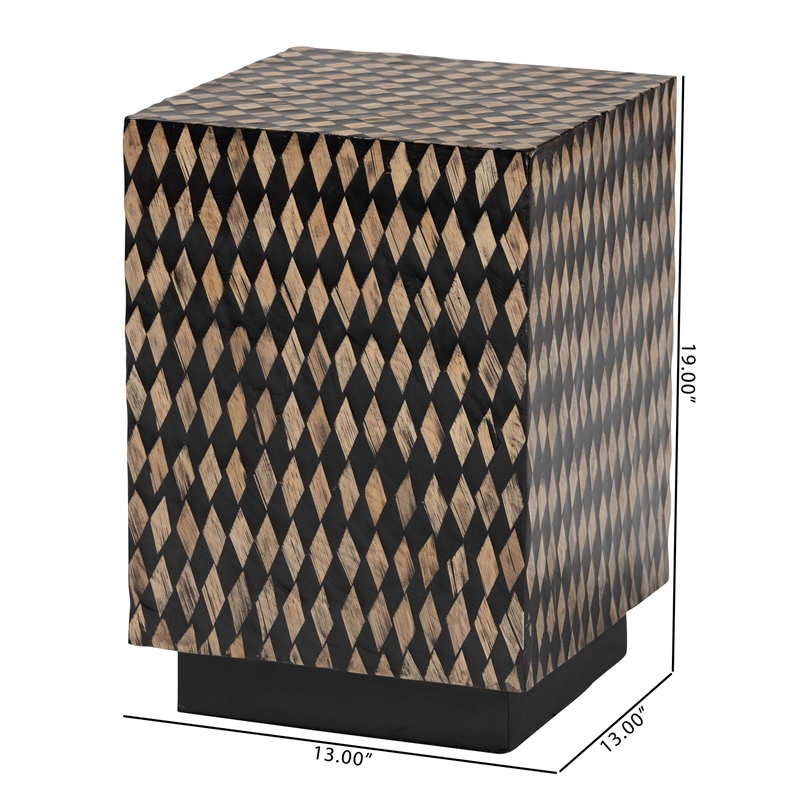 bali & pari Paulo Decorative End Table with Bamboo Diamond Pattern