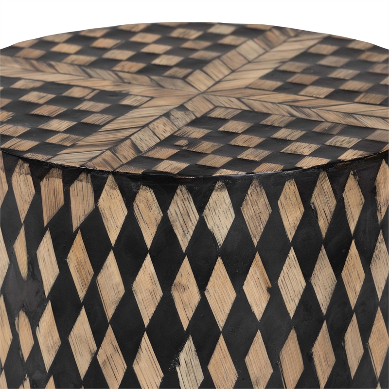 bali & pari Paulo Decorative End Table with Bamboo Diamond Pattern