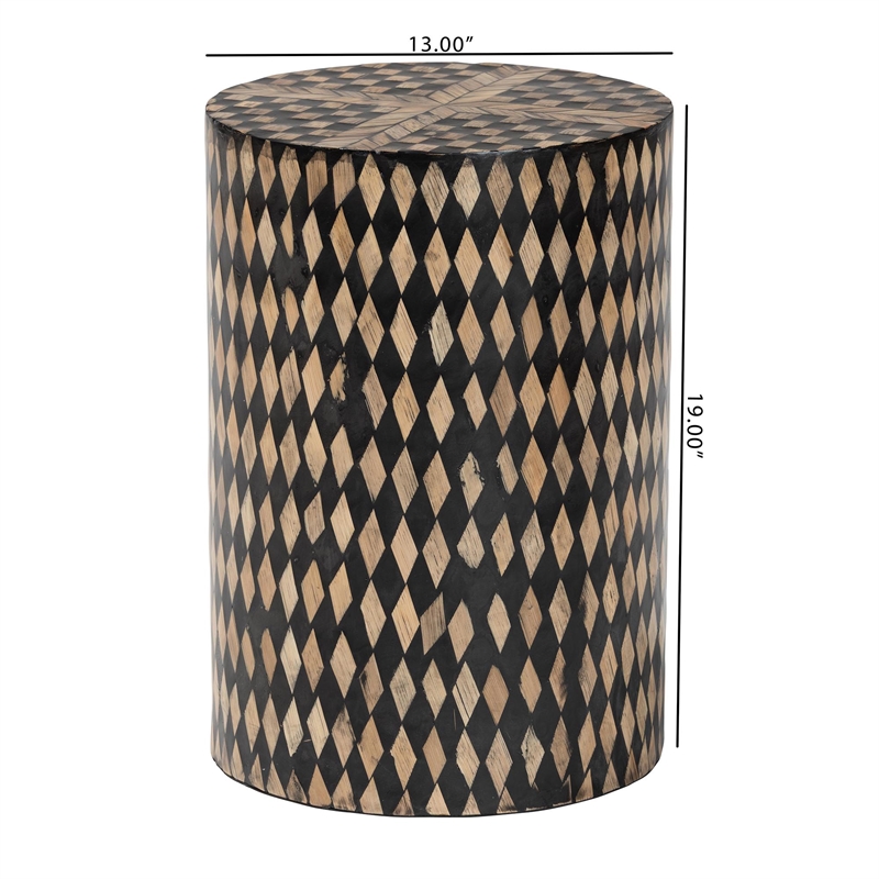 bali & pari Paulo Decorative End Table with Bamboo Diamond Pattern
