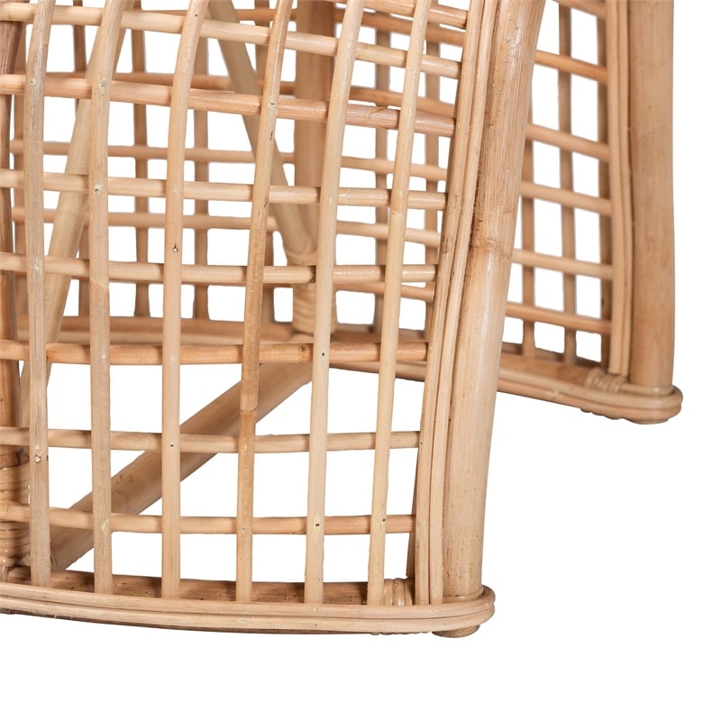 bali & pari Daiki Natural Rattan Bench with Curved Frame Lightweight Decorative