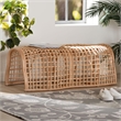 bali & pari Daiki Natural Rattan Bench with Curved Frame Lightweight Decorative