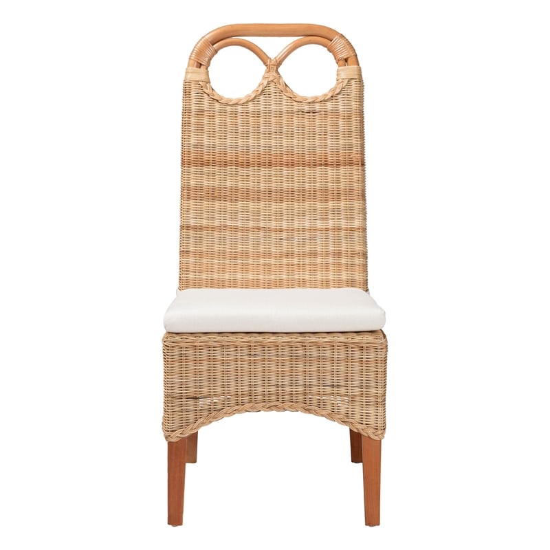 bali & pari Dyna Natural Rattan Dining Chair Handwoven Wicker Side Chair